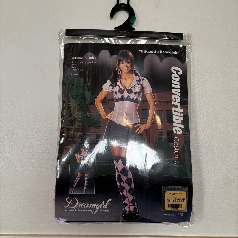 Dreamgirl Women's Halloween Schoolgirl Costume Large NEW Pink Black 3 Piece